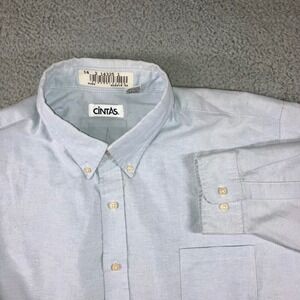 Cintas Oxford Work Shirt Men 20 4XL Blue Button Down Grunge Workwear Durable